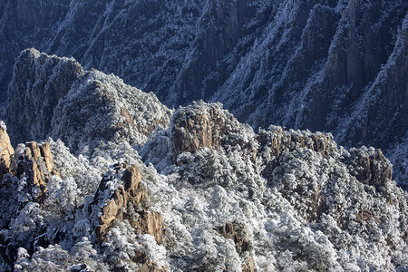 冬天白雪山谷和树木摄影图