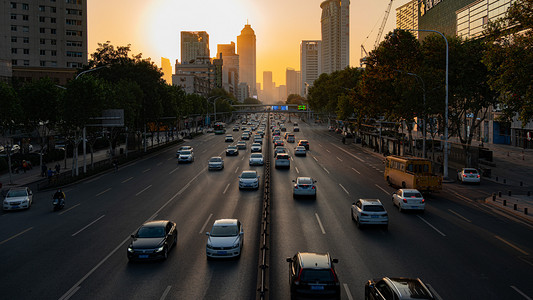 武汉城市街道交通摄影图