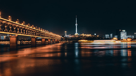 武汉城市地标夜景摄影图