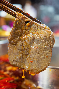 冬天火锅牛肉正面特写餐饮美食摄影图