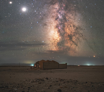 海西石油基地遗址星空摄影图