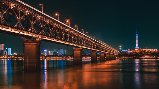 电视台摄影照片_武汉城市建筑长江大桥摄影图