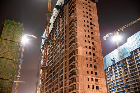武汉城市建筑工厂夜景摄影图