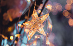 圣诞树上装饰的星星摄影图