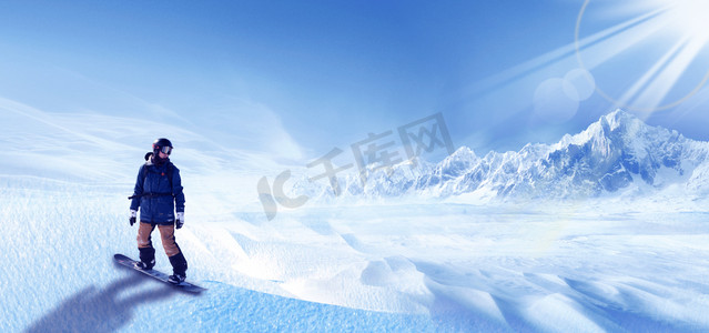 中秋节横版背景摄影照片_创意合成冬季旅游背景
