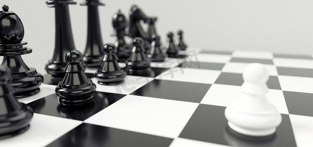黑白立体摄影照片_C4D国际象棋背景