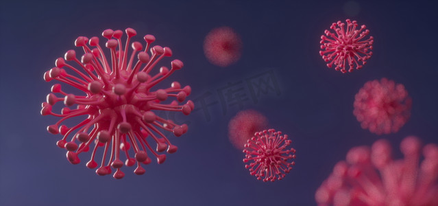立体医学摄影照片_C4D创意概念病毒背景