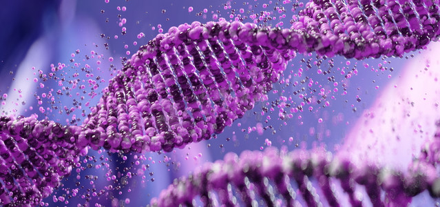 c4d立体摄影照片_科学DNA紫色