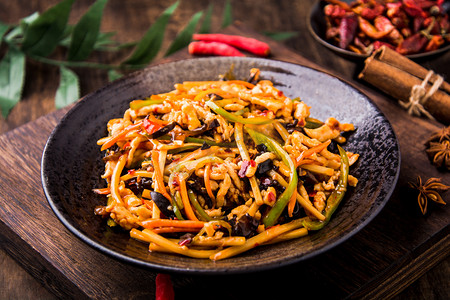 节目菜单摄影照片_美食鱼香肉丝图片