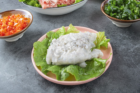 红烧肉食材摄影照片_冬季火锅食材虾滑美食