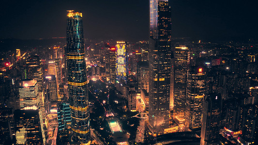 广州地标城市建筑航拍城市商务夜景摄影
