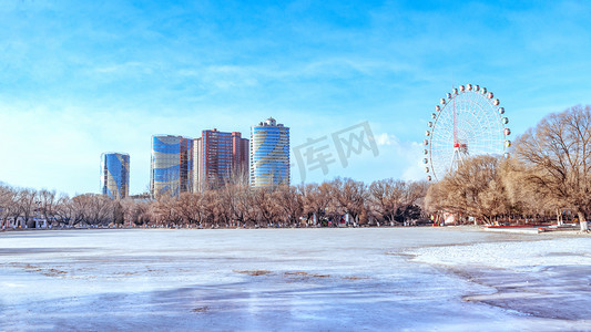 内蒙古城市建筑冬季景观