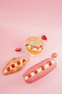 面包草莓季产品粉色浪漫烘焙产品