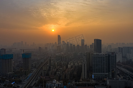 武汉城市日落摄影图