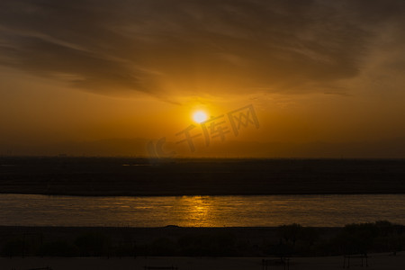 黄沙古渡落日夕阳风景