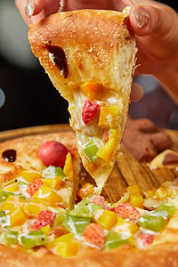 黄金榴莲披萨摄影照片_西餐披萨正面特写餐饮美食摄影图