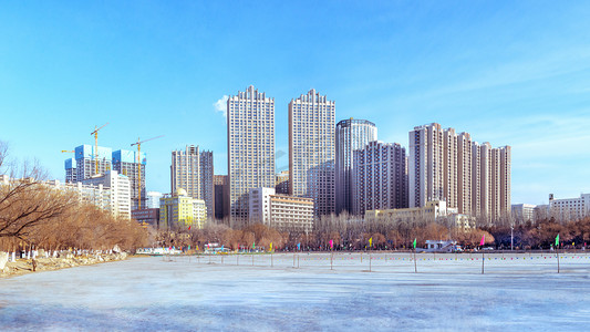 呼和浩特城市冬季冰雪景观