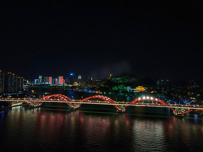 广西柳州文惠大桥夜景灯光