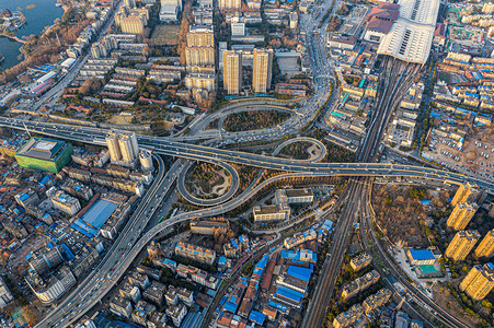 武汉城市建筑梅家山立交高空俯视航拍摄影图