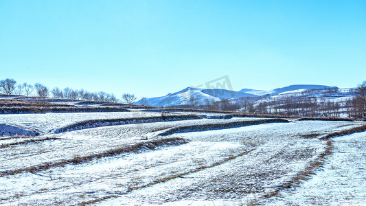 内蒙古山村冬季冰雪景观