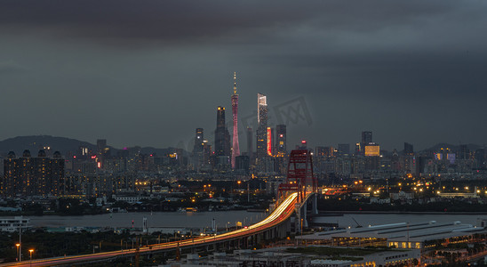 广东两会摄影照片_广东广州市番禺区新光桥夜景