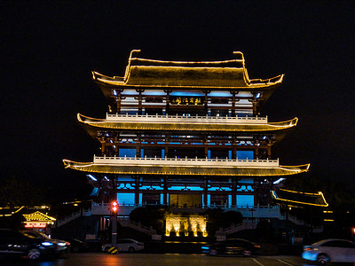 湖南长沙杜甫江阁夜景