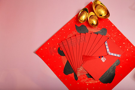 中国新年红包摄影照片_喜庆新年红包背景