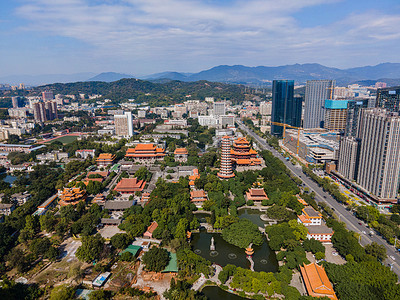 蓝天下福州西禅寺景区