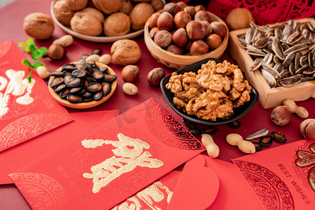 过年春节坚果食品摄影图配图
