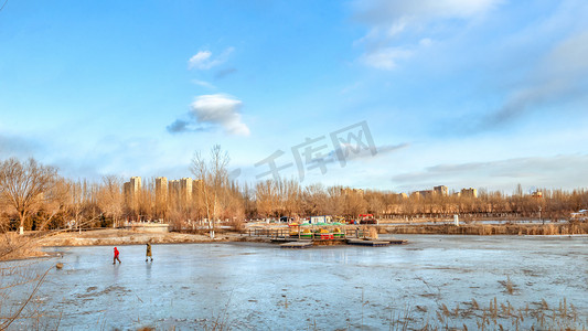 南湖红船摄影照片_呼和浩特南湖湿地雪景景观