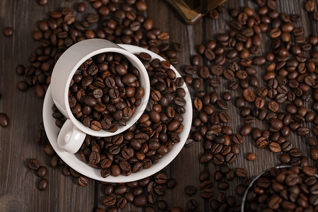 咖啡豆冬季咖啡复古风格静物摄影图配图