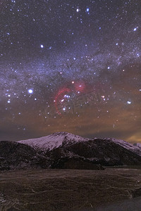 雪山星空摄影照片_来古冰川星野摄影夜晚银河室外摄影摄影图配图