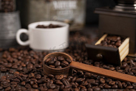 咖啡豆冬季咖啡主题复古静物摄影图配图