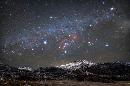 紫色双11主图摄影照片_来古冰川星野夜晚银河室外摄影摄影图配图