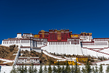 布达拉宫景色白天布达拉宫室外摄影摄影图配图