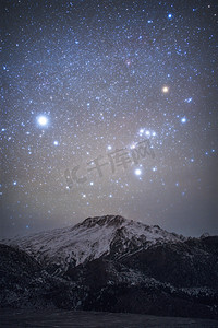 錄像機效果摄影照片_冰川星空柔焦夜晚雪山室外摄影摄影图配图