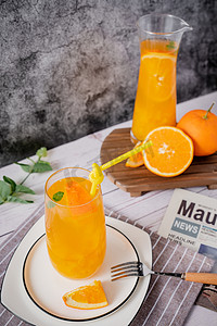 果汁橙子饮品脐橙水果食品摄影图配图