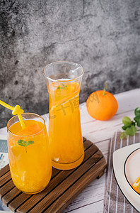 橙汁新鲜水果果汁健康营养摄影图配图