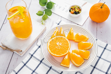 果汁橙子水果新鲜美食摄影图配图