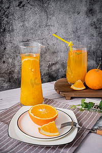 橙汁水果果汁脐橙健康食品饮品摄影图配图