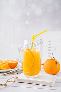 橙汁水果果汁新鲜食品摄影图配图