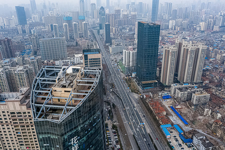 琴台摄影照片_武汉城市建筑群下午城市建筑群琴台航拍摄影图配图