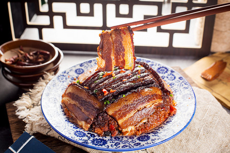 餐馆扣肉餐饮美食家常菜摄影图配图