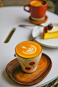 复古咖啡奶茶海报摄影照片_卡布奇诺下午咖啡咖啡店摄影图配图