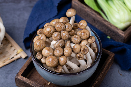 生鲜新鲜蟹味菇古朴美食摄影摄影图配图