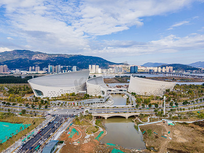 福建福州海峡艺术中航拍全貌摄影图摄影图配图