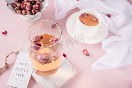 花茶茶文化玫瑰茶饮茶艺摄影图配图