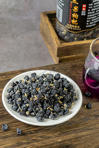 黑果枸杞干茶饮养生食材摄影图配图