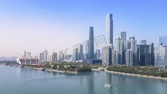 广州建筑白天建筑珠江航拍摄影图配图