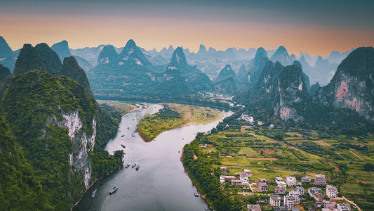 广西桂林老寨山自然风光无人机航拍摄影图